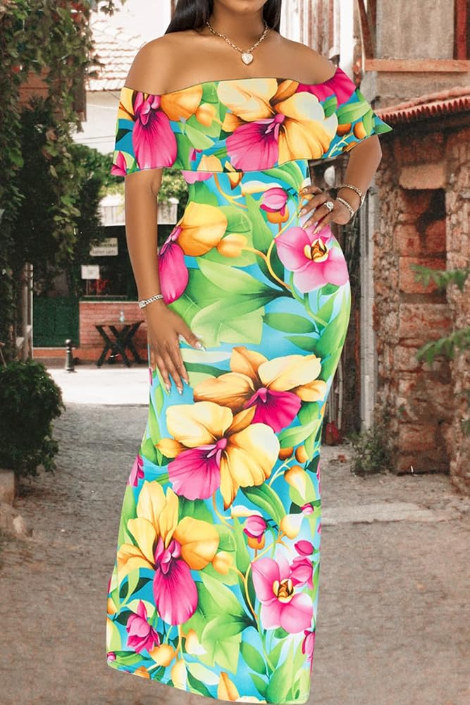 住まい/暮らし/子育て Floral Sexy Long Gown KOH KOH Petite Womens Long Cap Short Sleeve Floral Print